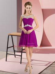 Romantic Beading Dama Dress Purple Lace Up Cap Sleeves Mini Length