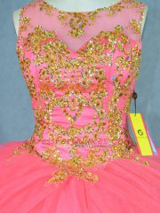 Super Tulle Sleeveless Sweet 16 Dress Brush Train and Beading