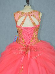 Super Tulle Sleeveless Sweet 16 Dress Brush Train and Beading
