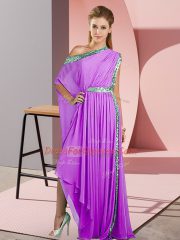 Excellent Lavender Empire Sequins Prom Party Dress Side Zipper Chiffon Sleeveless Asymmetrical