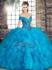 Sleeveless Beading and Ruffles Lace Up Quinceanera Gowns