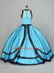 Baby Blue Quinceanera Dresses Sweet 16 and Quinceanera with Ruching Scoop Sleeveless Zipper