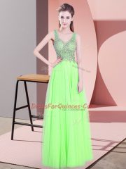 Yellow Green Sleeveless Tulle Zipper Dress for Prom for Prom and Party