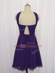 Sexy Empire Purple Straps Chiffon Sleeveless Knee Length Backless