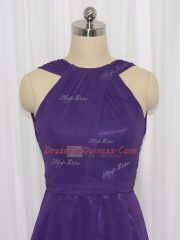 Sexy Empire Purple Straps Chiffon Sleeveless Knee Length Backless
