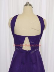 Sexy Empire Purple Straps Chiffon Sleeveless Knee Length Backless