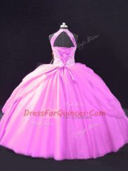 Sweet Floor Length Lilac Vestidos de Quinceanera Tulle Sleeveless Beading and Pick Ups