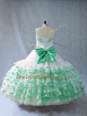 Excellent Apple Green Lace Up Vestidos de Quinceanera Embroidery and Ruffled Layers Sleeveless Floor Length