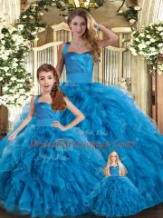 Superior Tulle Sleeveless Floor Length 15th Birthday Dress and Ruffles
