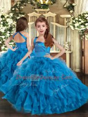 Superior Tulle Sleeveless Floor Length 15th Birthday Dress and Ruffles