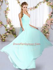 Customized One Shoulder Sleeveless Chiffon Quinceanera Court Dresses Ruching Lace Up