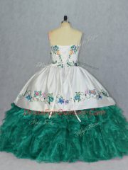 Trendy Ball Gowns Quinceanera Gown Turquoise Sweetheart Organza Sleeveless Floor Length Lace Up