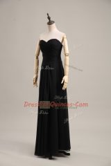 Amazing Black Sweetheart Zipper Ruching Prom Evening Gown Sleeveless