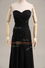 Amazing Black Sweetheart Zipper Ruching Prom Evening Gown Sleeveless