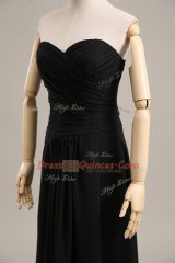 Amazing Black Sweetheart Zipper Ruching Prom Evening Gown Sleeveless