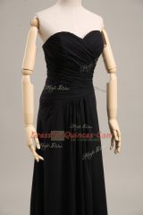 Amazing Black Sweetheart Zipper Ruching Prom Evening Gown Sleeveless