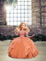 Halter Top Sleeveless Organza Vestidos de Quinceanera Beading and Ruffles Lace Up