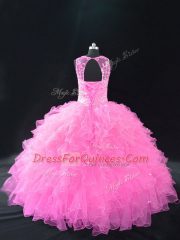 Baby Pink Lace Up Sweet 16 Quinceanera Dress Beading and Ruffles Sleeveless