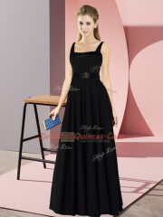 Floor Length Empire Sleeveless Black Quinceanera Court Dresses Zipper