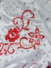 Fabulous Sweetheart Sleeveless Court Train Lace Up Sweet 16 Quinceanera Dress White And Red Satin and Organza