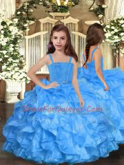 Elegant Baby Blue Quince Ball Gowns Sweet 16 and Quinceanera with Ruffles Sweetheart Sleeveless Lace Up