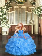 Elegant Baby Blue Quince Ball Gowns Sweet 16 and Quinceanera with Ruffles Sweetheart Sleeveless Lace Up