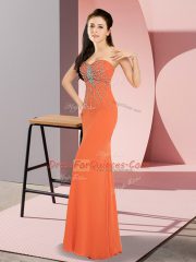 Sleeveless Zipper Floor Length Beading Prom Evening Gown