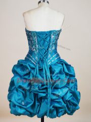 Teal Prom Gown Prom and Party with Beading and Pick Ups Sweetheart Sleeveless Lace Up