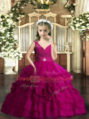 Excellent Sleeveless Beading Backless Girls Pageant Dresses
