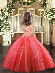 Sleeveless Lace Up Floor Length Appliques Girls Pageant Dresses