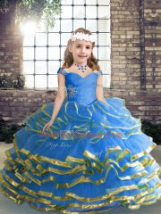 Lovely Sleeveless Beading and Ruffled Layers and Ruching Lace Up Pageant Dress Toddler