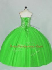 Custom Fit Green Lace Up Vestidos de Quinceanera Beading Sleeveless Floor Length