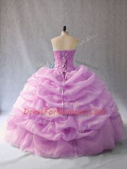 Captivating Lilac Quinceanera Dress Sweet 16 and Quinceanera with Pick Ups Sweetheart Sleeveless Lace Up