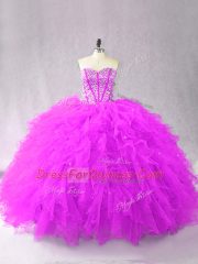 Modern Floor Length Ball Gowns Sleeveless Purple 15 Quinceanera Dress Lace Up