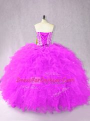 Modern Floor Length Ball Gowns Sleeveless Purple 15 Quinceanera Dress Lace Up