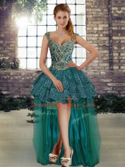 Delicate Ball Gowns Quinceanera Gowns Green Straps Tulle Sleeveless Floor Length Lace Up