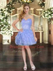 Mini Length Ball Gowns Sleeveless Lavender Prom Dress Lace Up