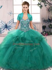 Floor Length Turquoise Quinceanera Gown Off The Shoulder Sleeveless Lace Up