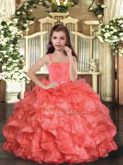 Sleeveless Lace Up Floor Length Ruffles Kids Formal Wear