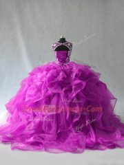 Floor Length Ball Gowns Sleeveless Purple Quinceanera Gowns Lace Up