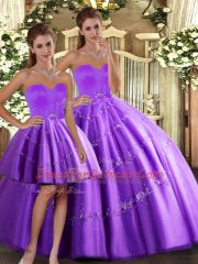 Dynamic Purple Sweetheart Lace Up Beading Quinceanera Dress Sleeveless