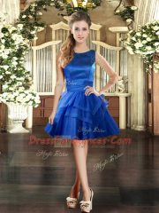 Customized Scoop Sleeveless Lace Up Prom Dress Royal Blue Tulle