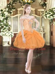 Best Selling Beading and Ruffles Teens Party Dress Orange Red Lace Up Sleeveless Mini Length