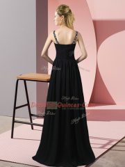 Dramatic Beading Purple Zipper Sleeveless Floor Length