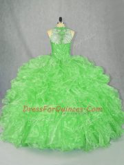 Low Price Zipper Quinceanera Gown Beading and Ruffles Sleeveless Floor Length