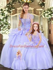 Organza Sleeveless Floor Length Vestidos de Quinceanera and Beading and Appliques