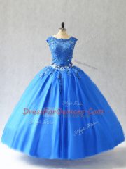 Sleeveless Lace Up Floor Length Beading and Appliques Quince Ball Gowns