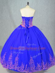 Tulle Sweetheart Sleeveless Lace Up Beading 15th Birthday Dress in Blue