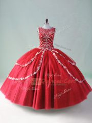 Floor Length Ball Gowns Sleeveless Red Ball Gown Prom Dress Zipper