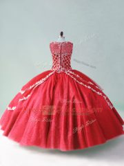 Floor Length Ball Gowns Sleeveless Red Ball Gown Prom Dress Zipper